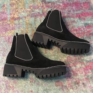 Black Suede Chunky Booties